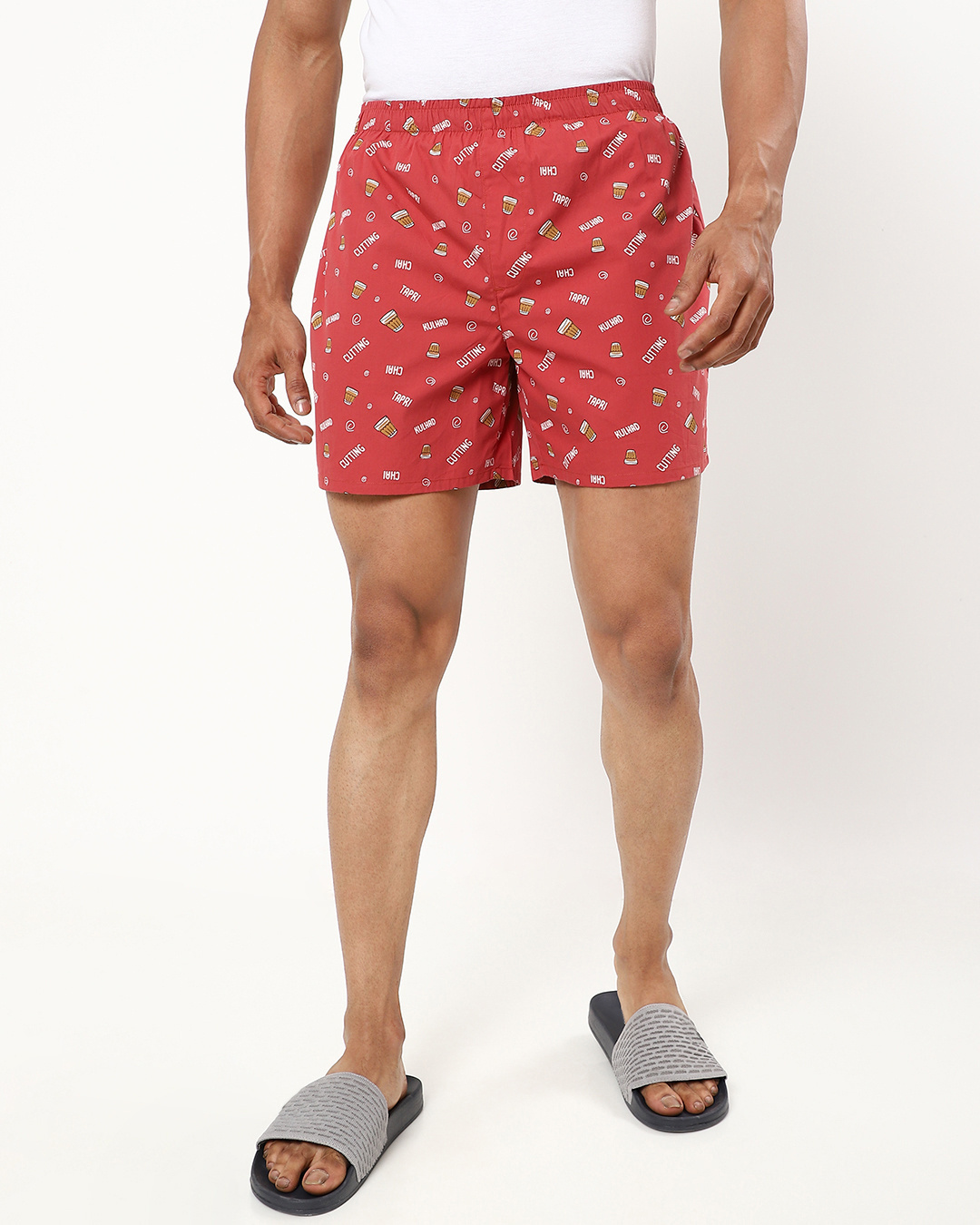 Shop Men's Red All Over Chai Printed Boxers-Back
