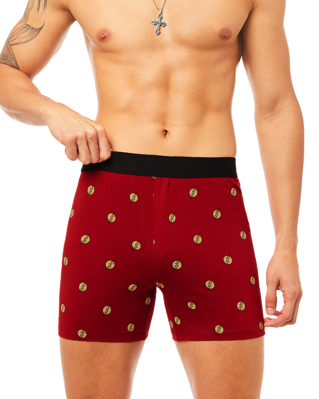 Shop Men's Red All Over Flash Printed Knit Boxers-Back
