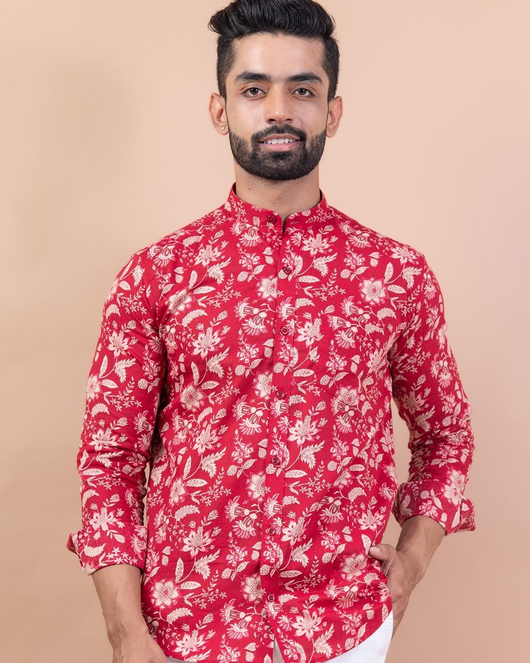 Buy Men's Red All Over Floral Printed Relaxed Fit Shirt Online at Bewakoof