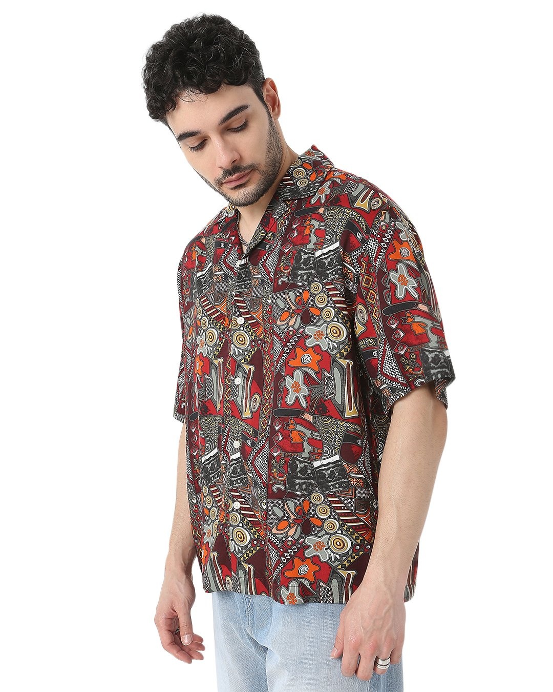Shop Men's Red All Over Paisley Printed Relaxed Fit Shirt-Back