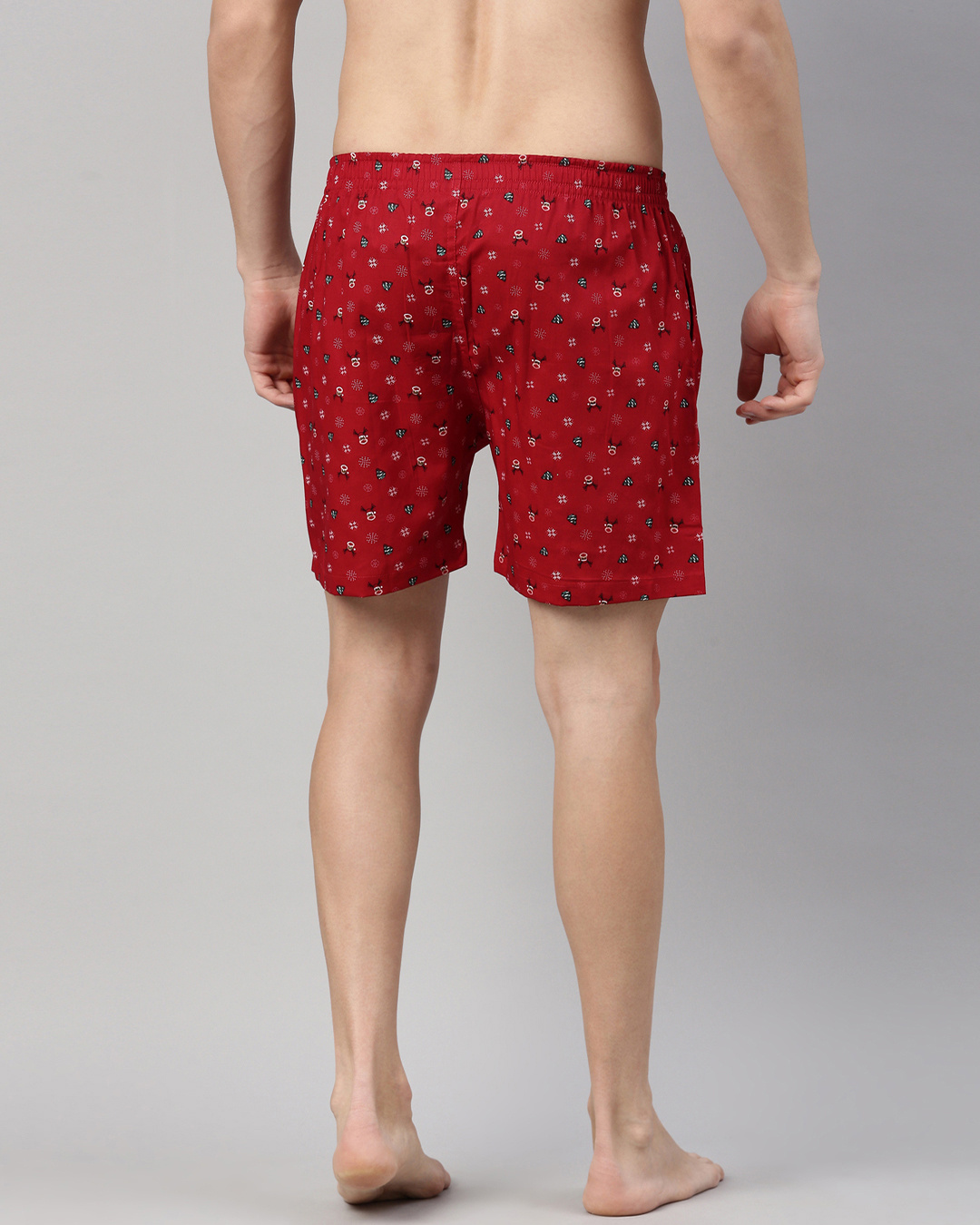 Shop Men's Red All Over Printed Cotton Boxers-Back