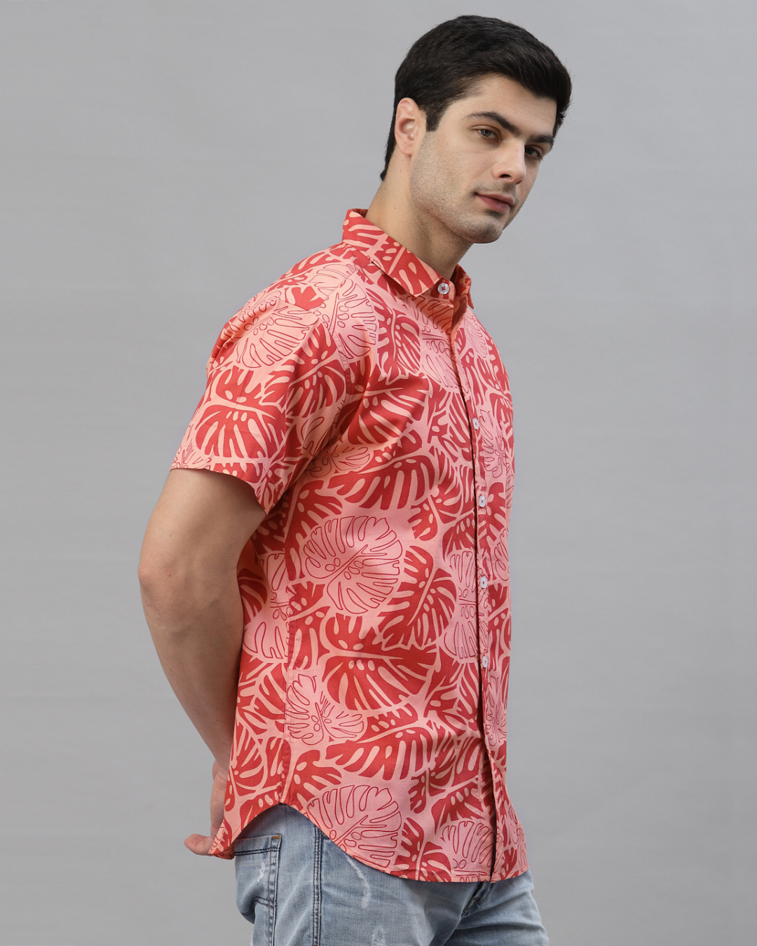 Shop Men's Red All Over Printed Cotton Shirt-Back