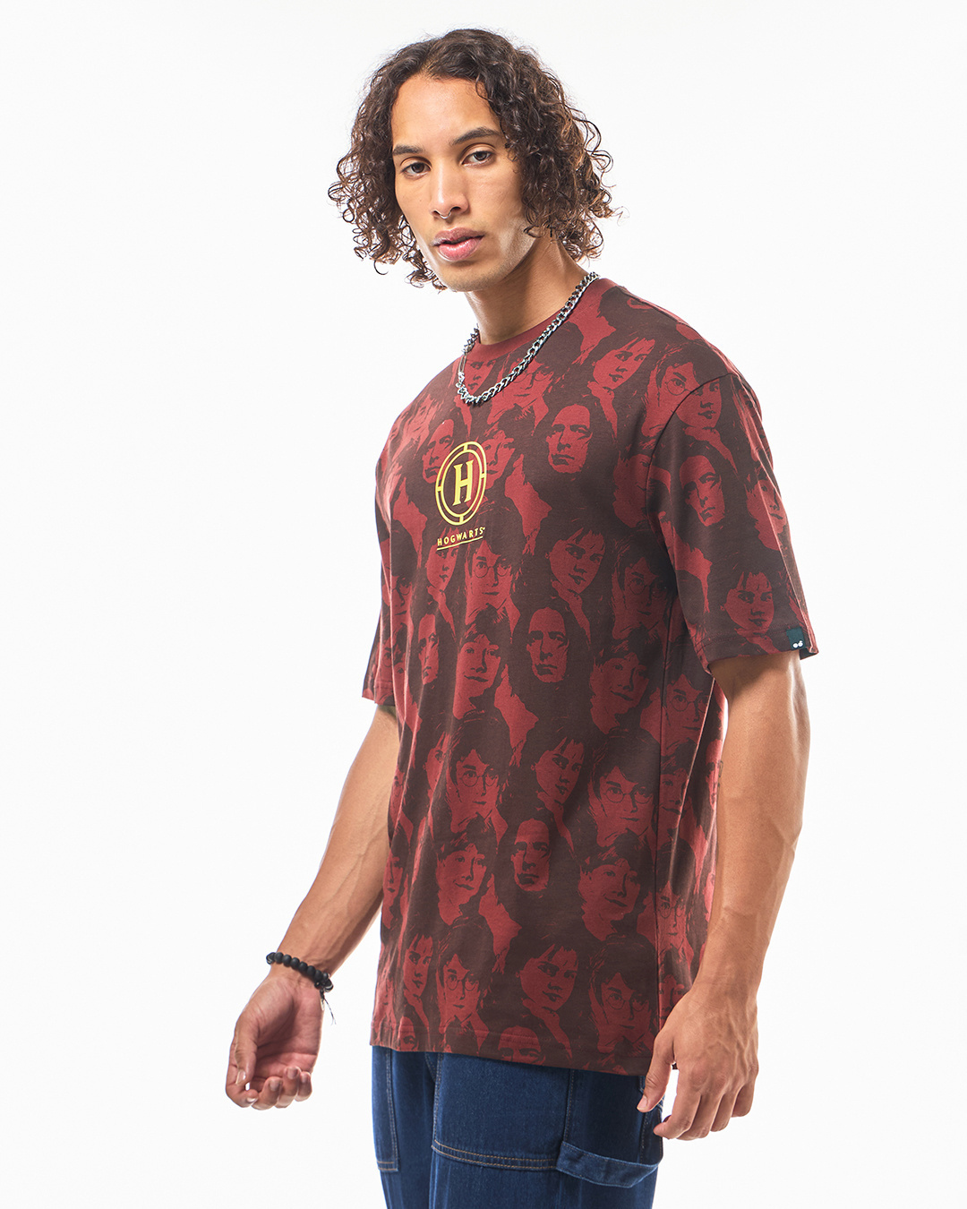 Shop Men's Red All Over Printed Oversized T-shirt-Back