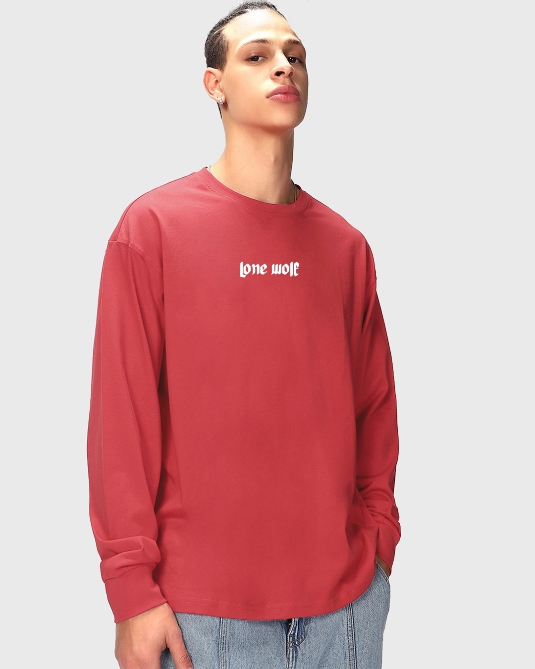 Shop Men's Red Alpha Graphic Printed Oversized T-shirt-Back