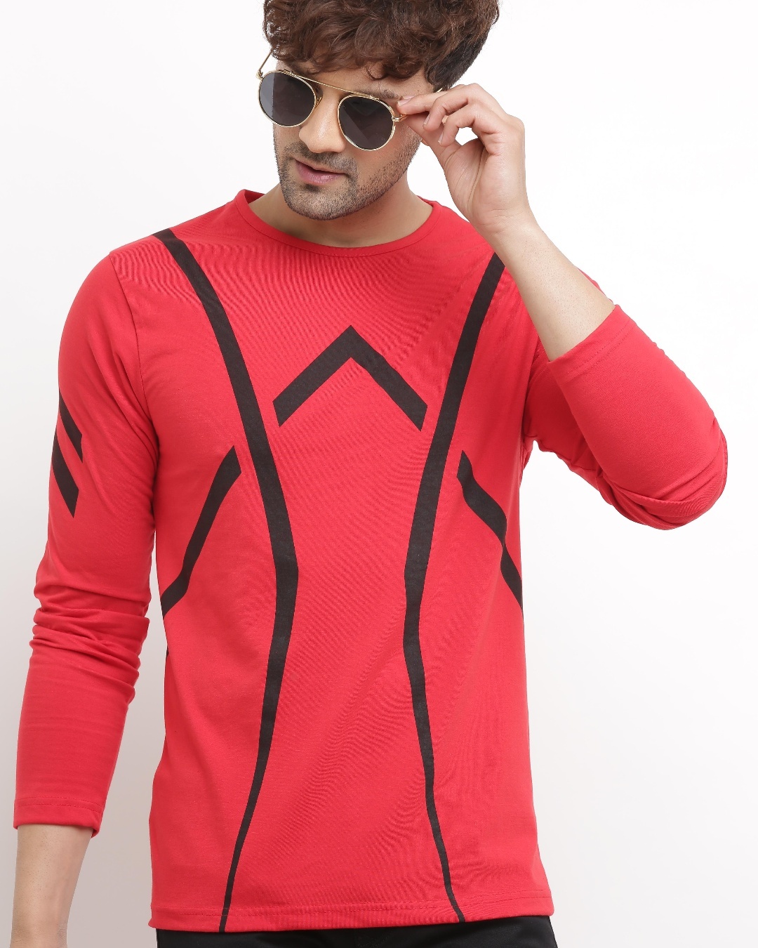 Buy Men's Red and Black Color Block Tshirt for Men Red Online at Bewakoof