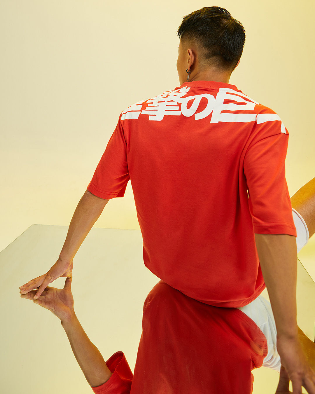 Shop Men's Red Anime Printed Oversized T-shirt-Back