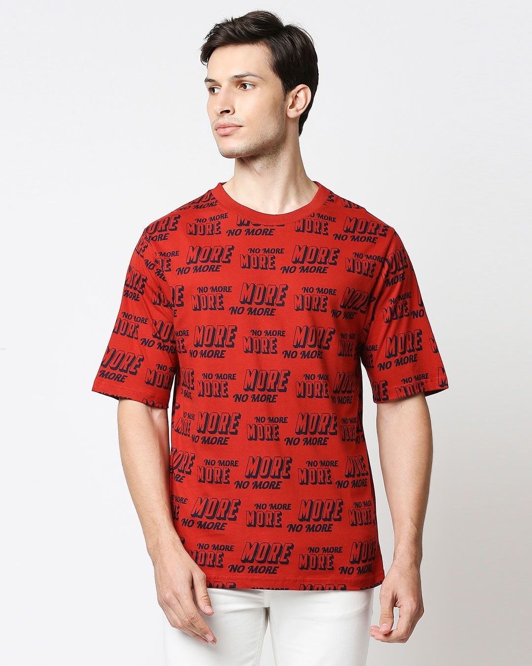 Shop Men's Red AOP Oversized T-shirt-Back