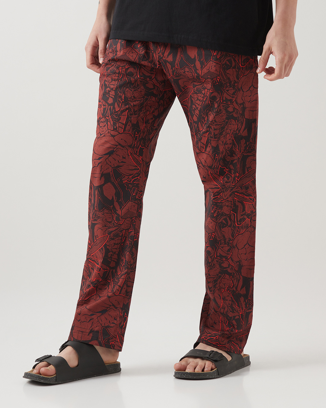 Shop Men's Red Avengers All Over Printed Pyjamas-Back