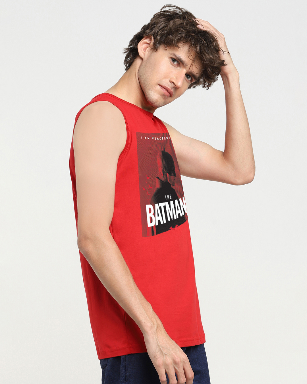 Shop Men's Red Batman Poster Graphic Printed Vest-Back