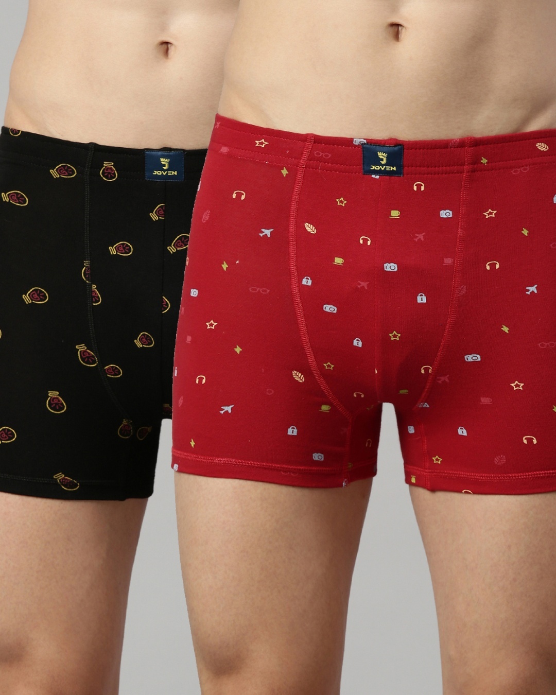 Buy Men's Red & Black All Over Printed Slim Fit Boxers (Pack of 2