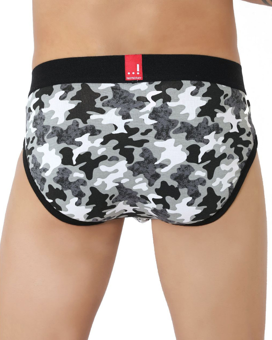 Shop Pack of 2 Men's Red & Black Camo Printed Cotton Briefs-Back