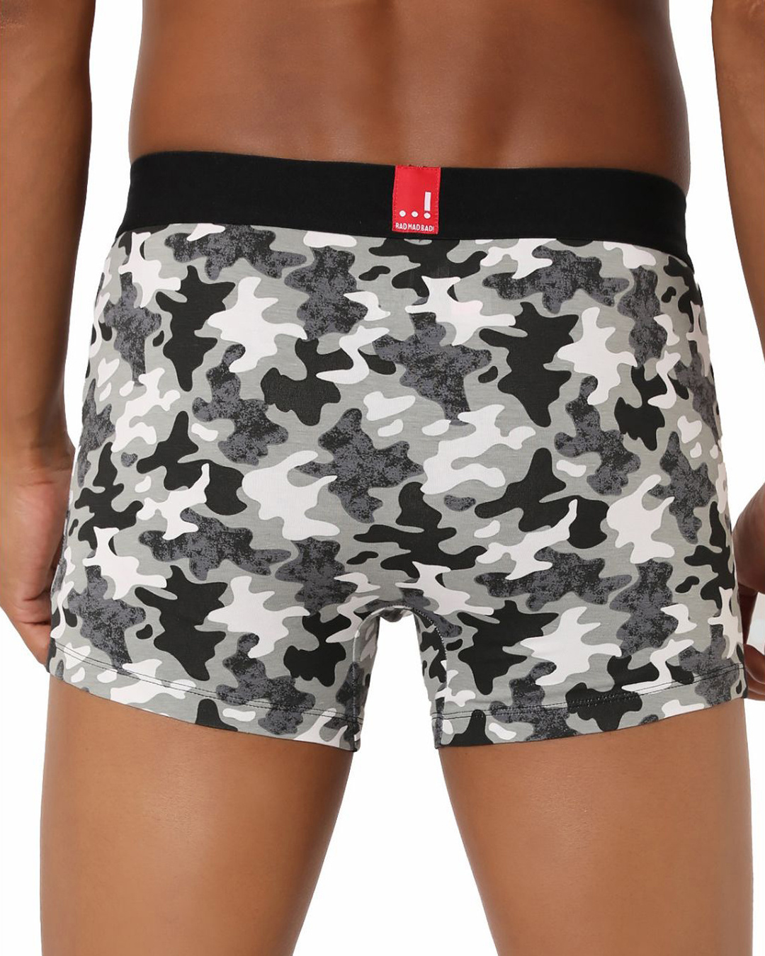 Shop Pack of 2 Men's Red & Black Camo Printed Cotton Trunks-Back