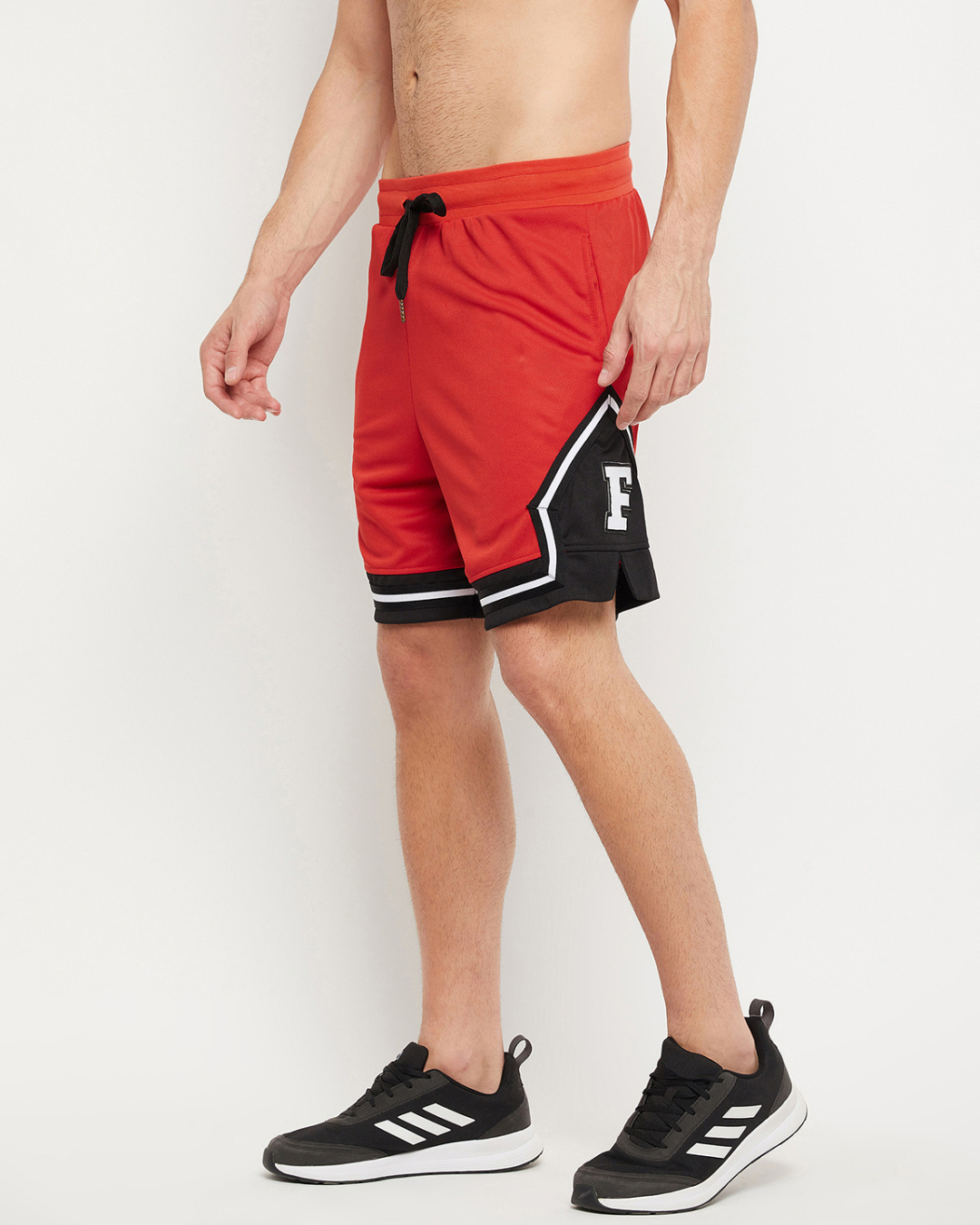 Shop Men's Red & Black Color Block Shorts-Back