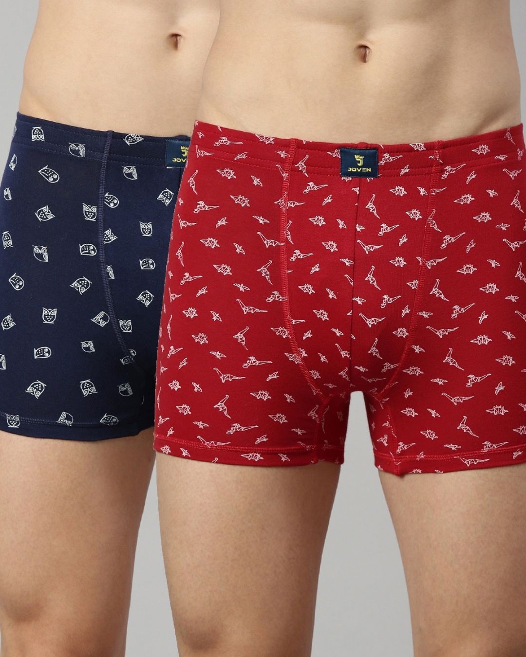 Buy Men's Red & Blue All Over Printed Slim Fit Boxers (Pack of 2