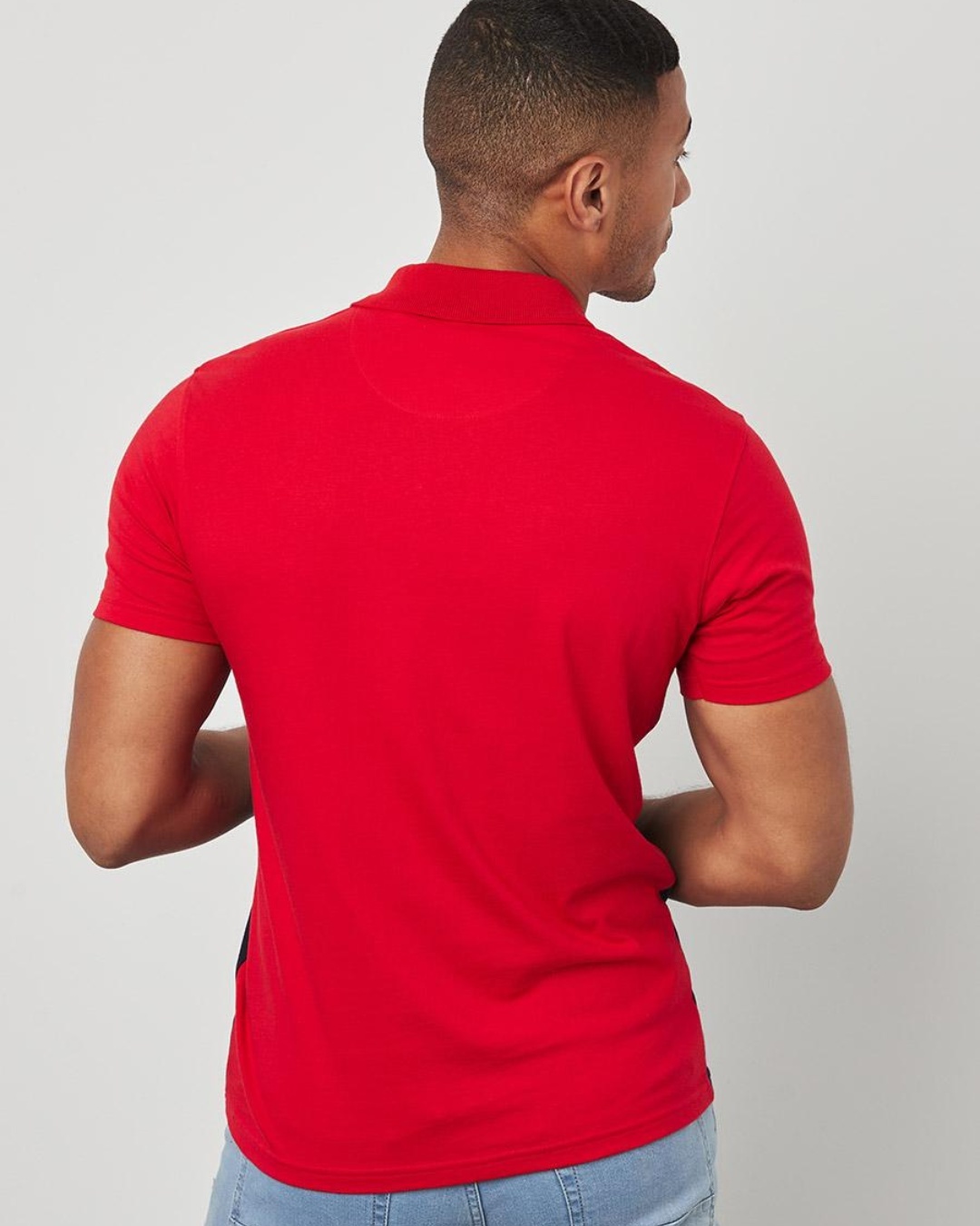 Shop Men's Red & Blue Color Block T-shirt-Back