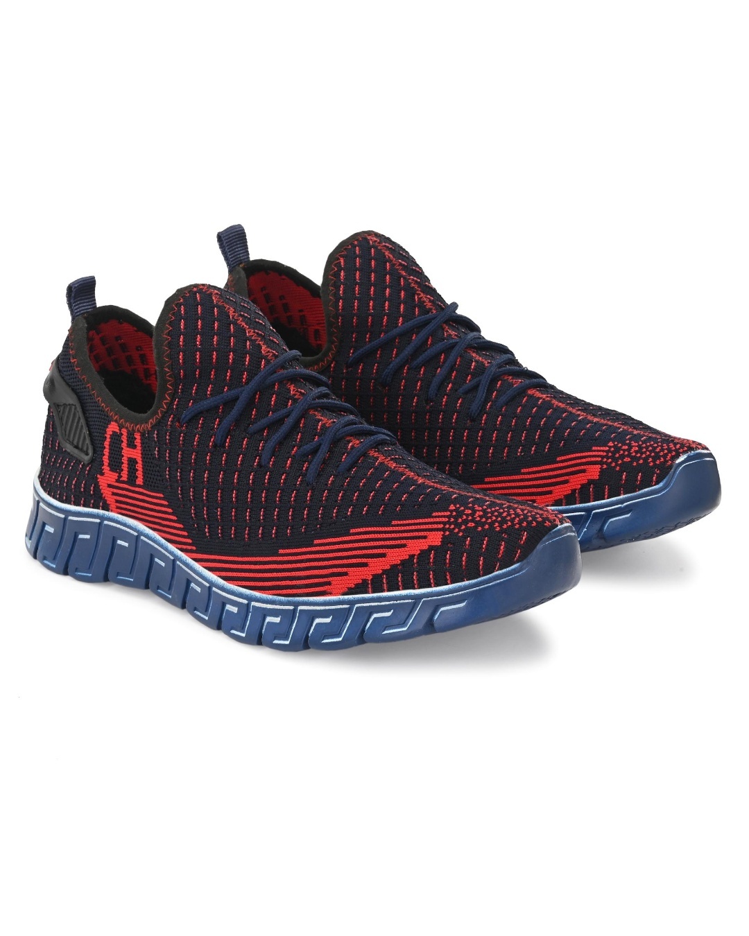 Buy Men's Red & Blue Self Design Sports Shoes Online in India at Bewakoof
