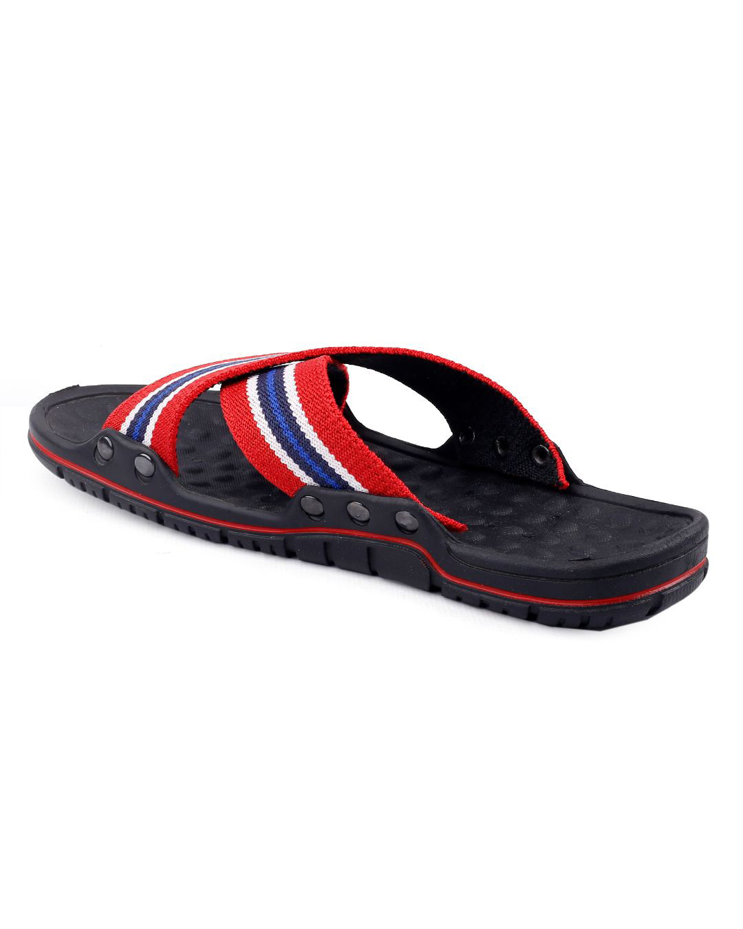 Shop Men's Red & Blue Striped Slippers-Back