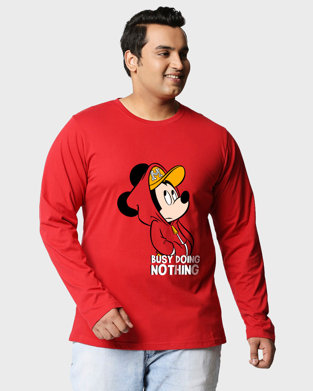 Shop Men's Red Busy Doin Nothing Graphic Printed Plus Size T-shirt-Back