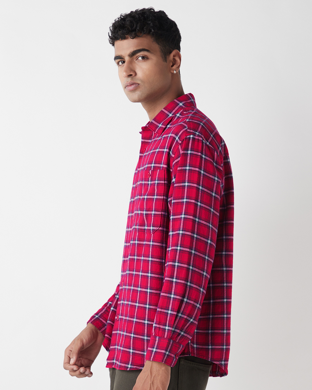 Shop Men's Red Checked Oversized Shirt-Back