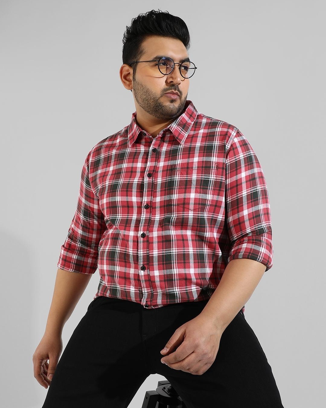 Buy Men's Red Checked Plus Size Shirt for Men Red Online at Bewakoof