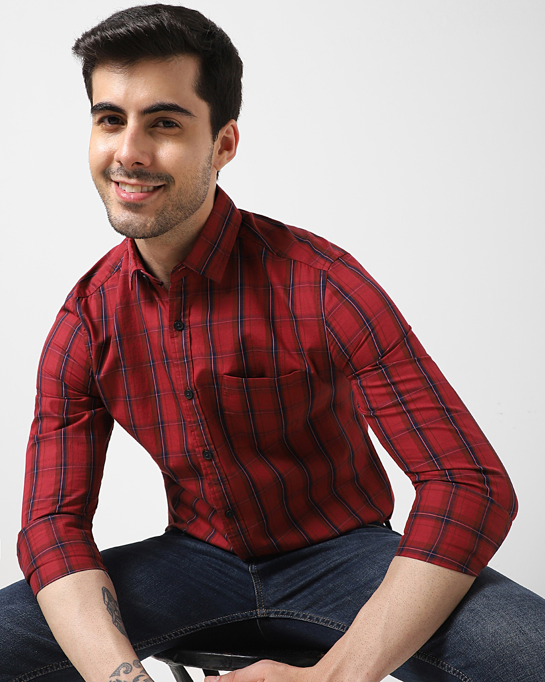 Buy Men's Red Checked Shirt Online at Bewakoof