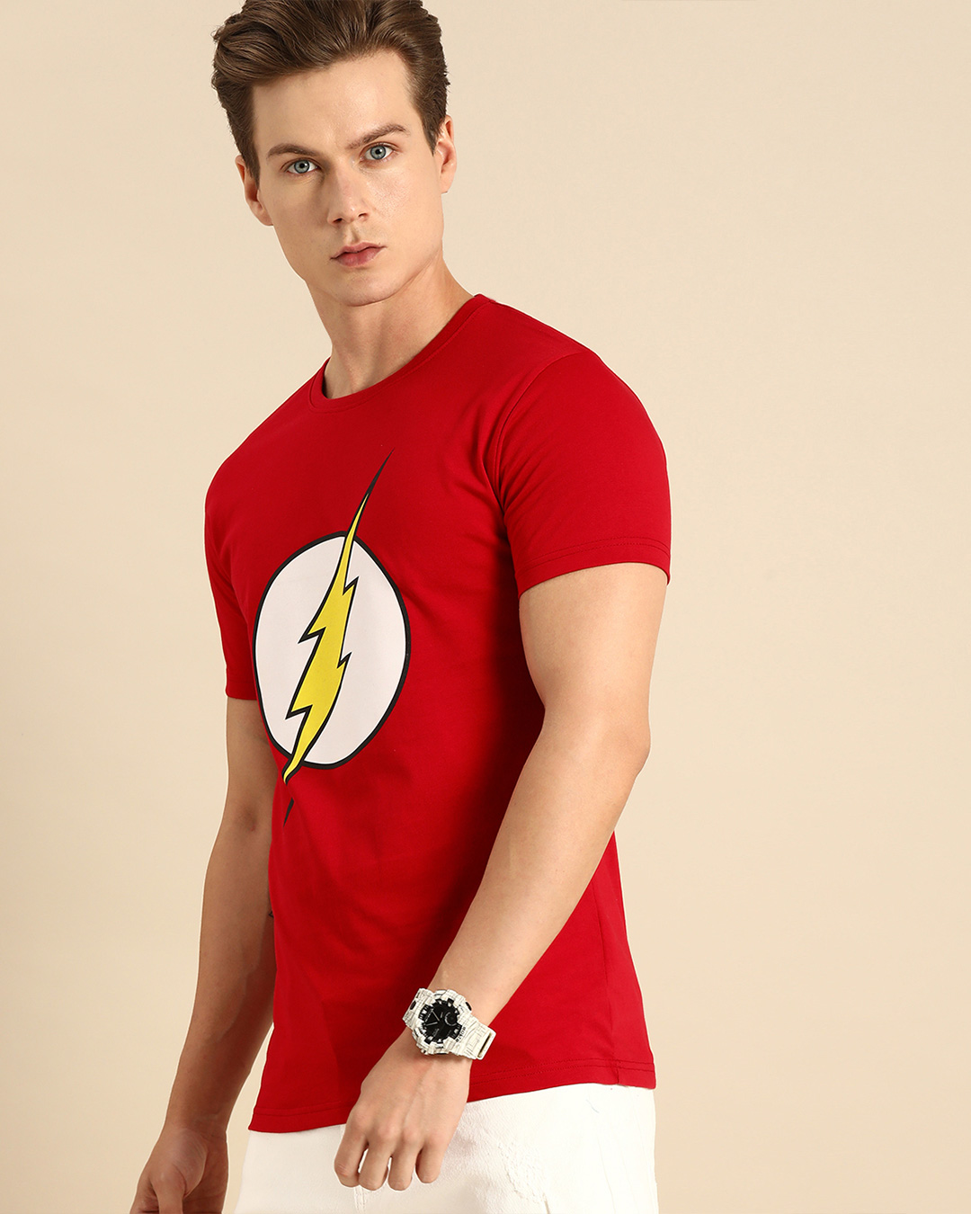 Shop Men's Red Classic Flash Logo (FL) Graphic Printed T-shirt-Back