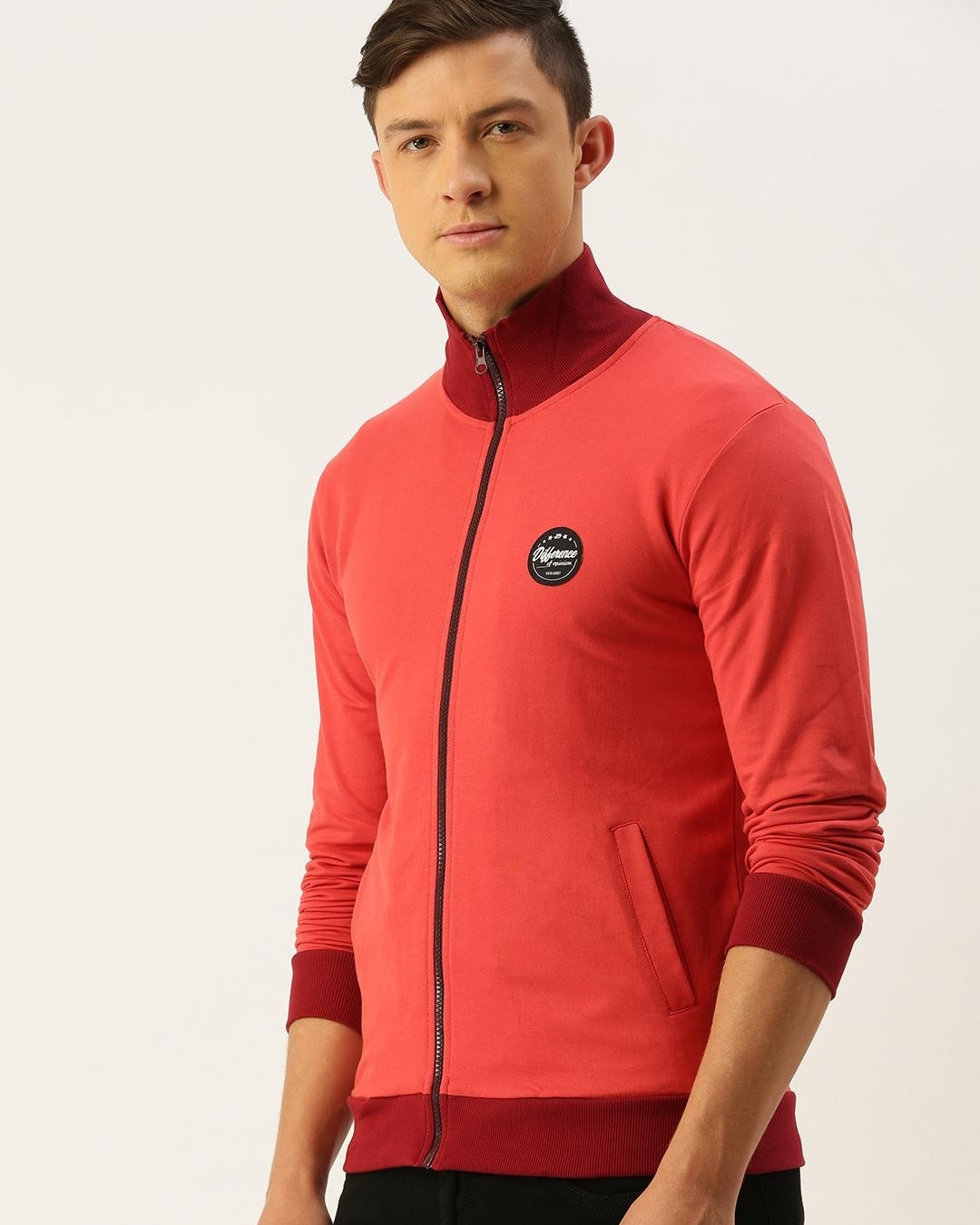 Shop Men's Red Color Block Jacket-Back