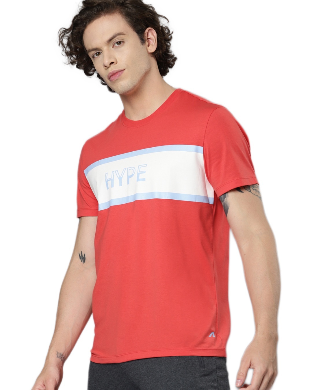 Shop Men's Red Color Block Slim Fit T-shirt-Back