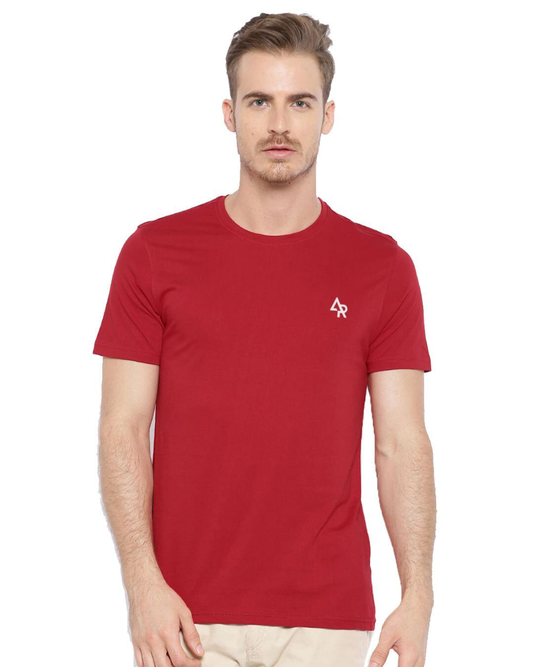 Buy Men's Red Cotton Brand Logo Printed Tshirt Online at Bewakoof