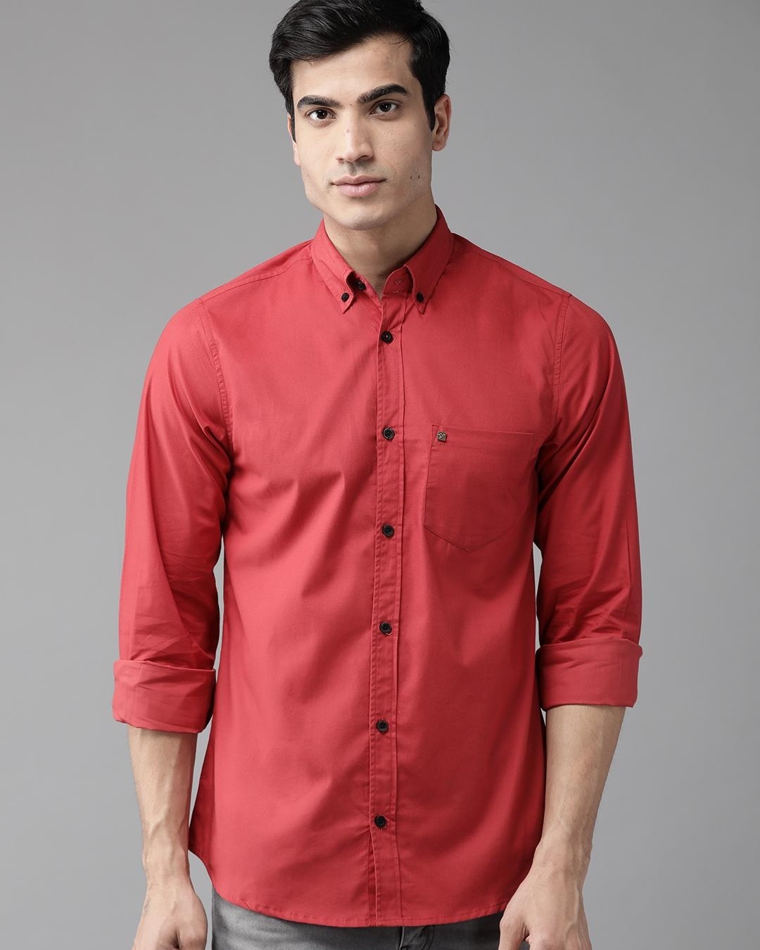 Buy Men's Red Cotton Shirt Online at Bewakoof