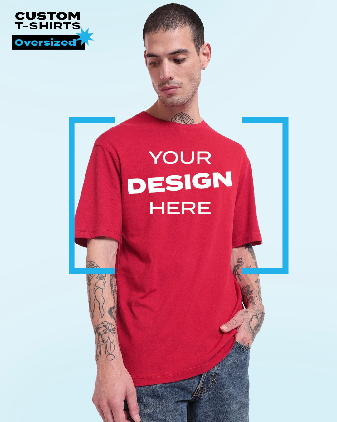 Buy Men's Red Customizable Oversized T-shirt Online at Bewakoof