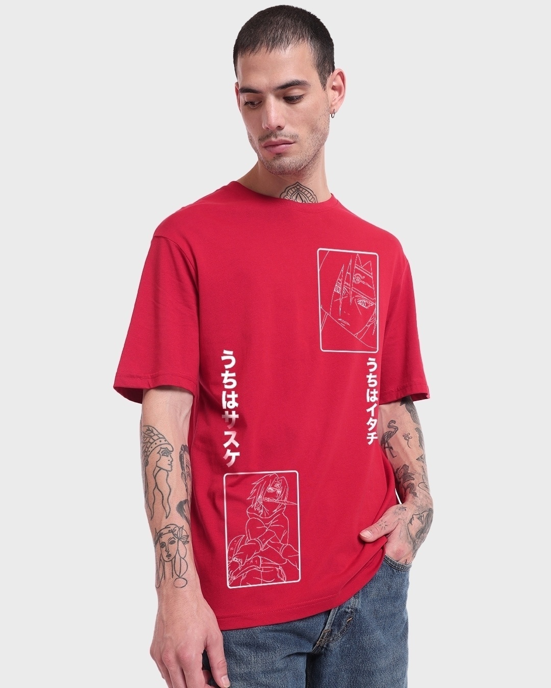 Shop Men's Red Enough Hate Graphic Printed Oversized T-shirt-Back