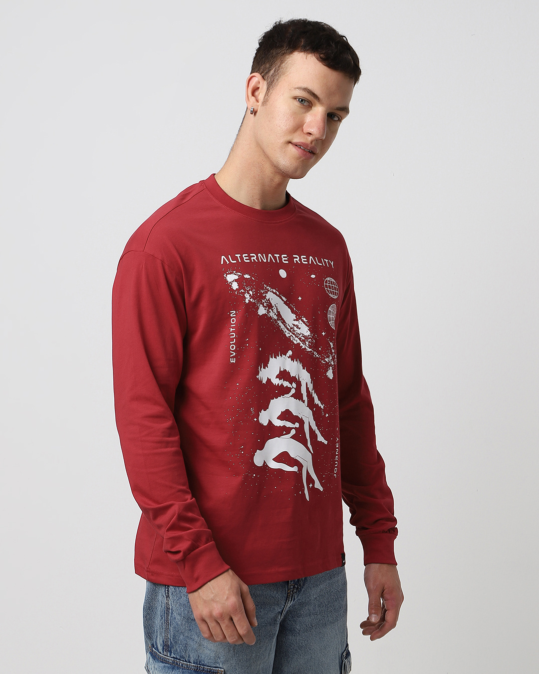 Shop Men's Red Evolution Graphic Printed Oversized T-shirt-Back