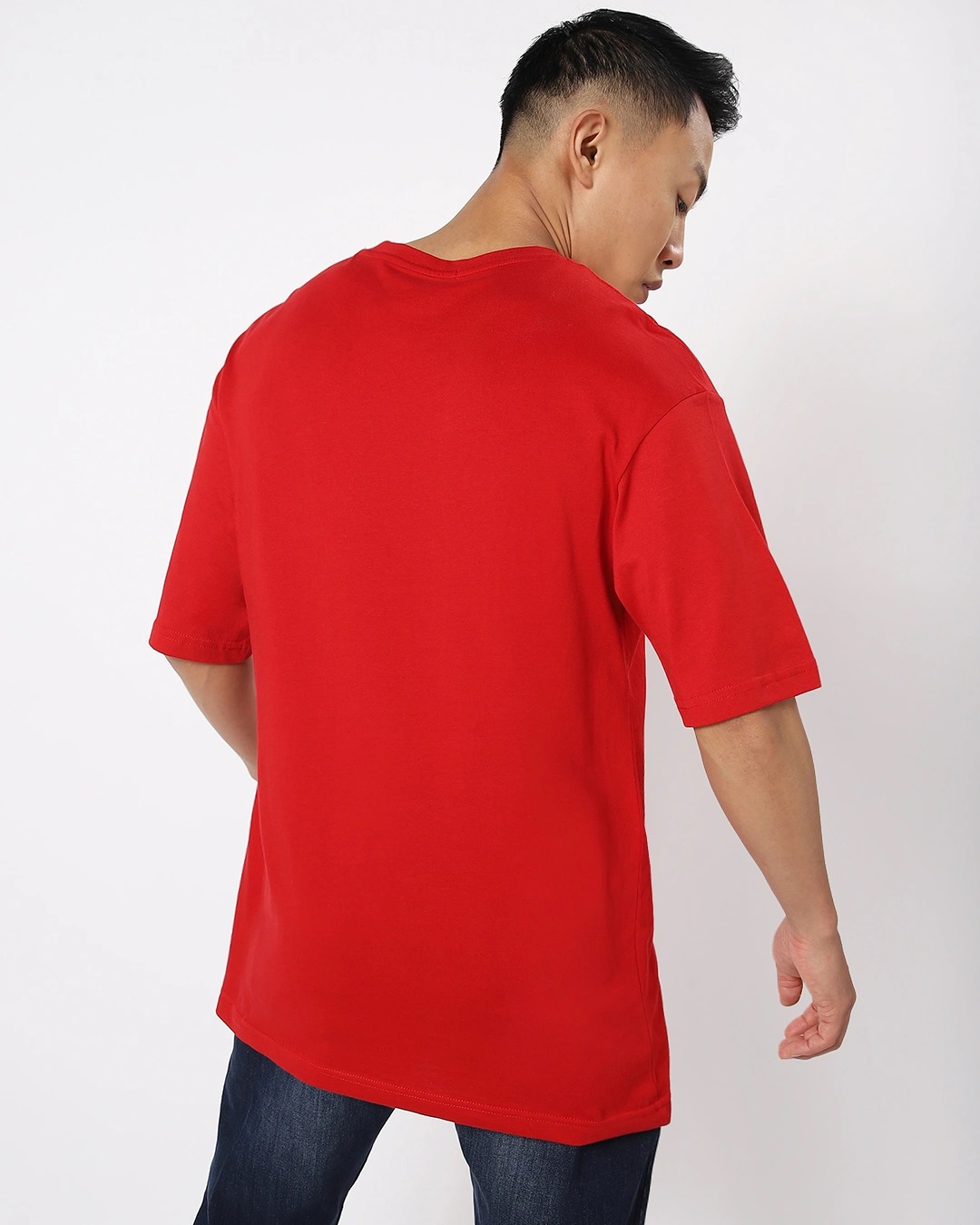 Shop Men's Red Fighter Z Graphic Printed Oversized T-shirt-Back