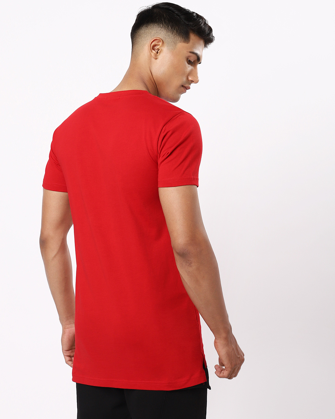 Shop Men's Red Fighter Z Longline Graphic Printed T-shirt-Back