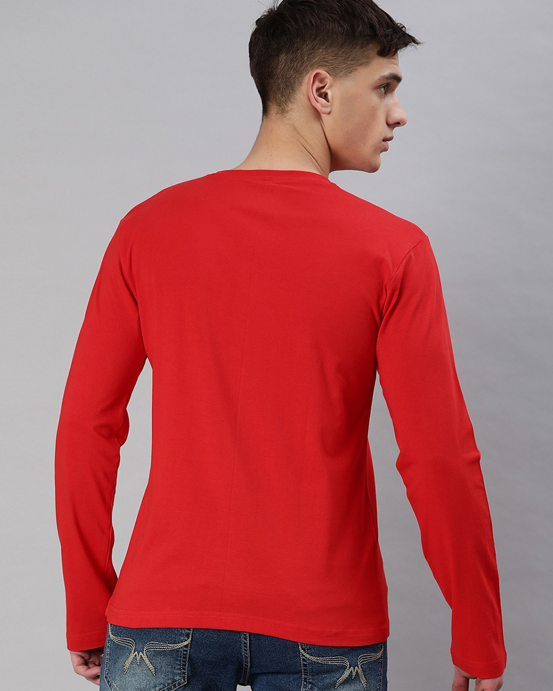 Shop Men's Red Full Sleeve V Neck T-shirt-Back