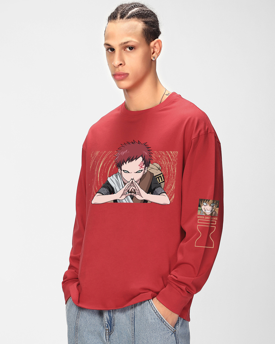 Shop Men's Red Gara Graphic Printed Oversized T-shirt-Back
