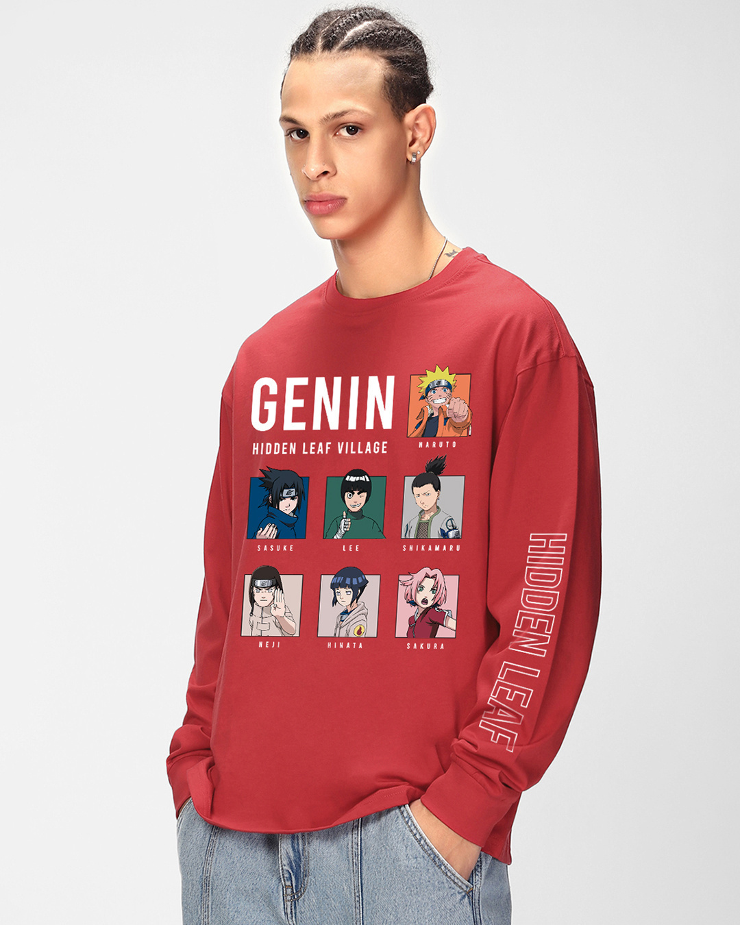 Shop Men's Red Genins Graphic Printed Oversized T-shirt-Back