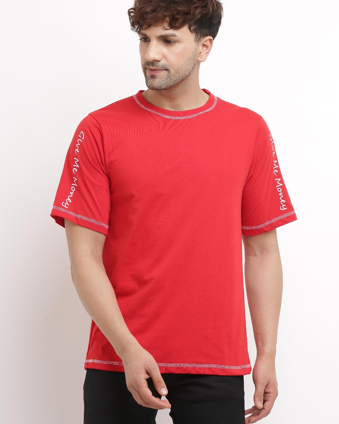 buy-men-s-red-give-me-money-typography-t-shirt-online-at-bewakoof