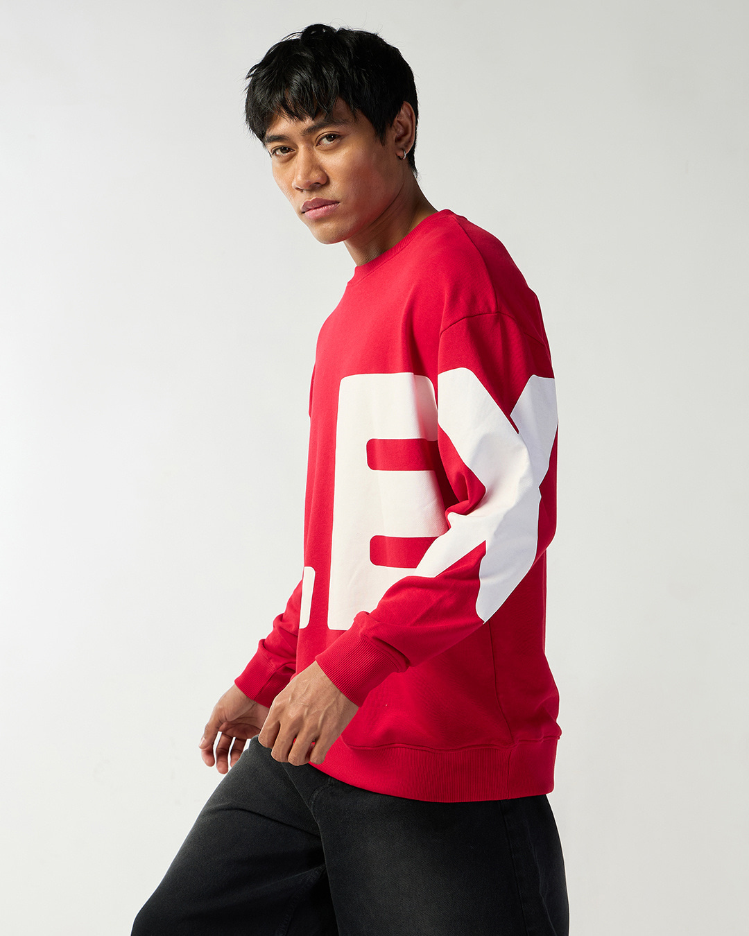 Shop Men's Red Typography Oversized Sweatshirt-Back