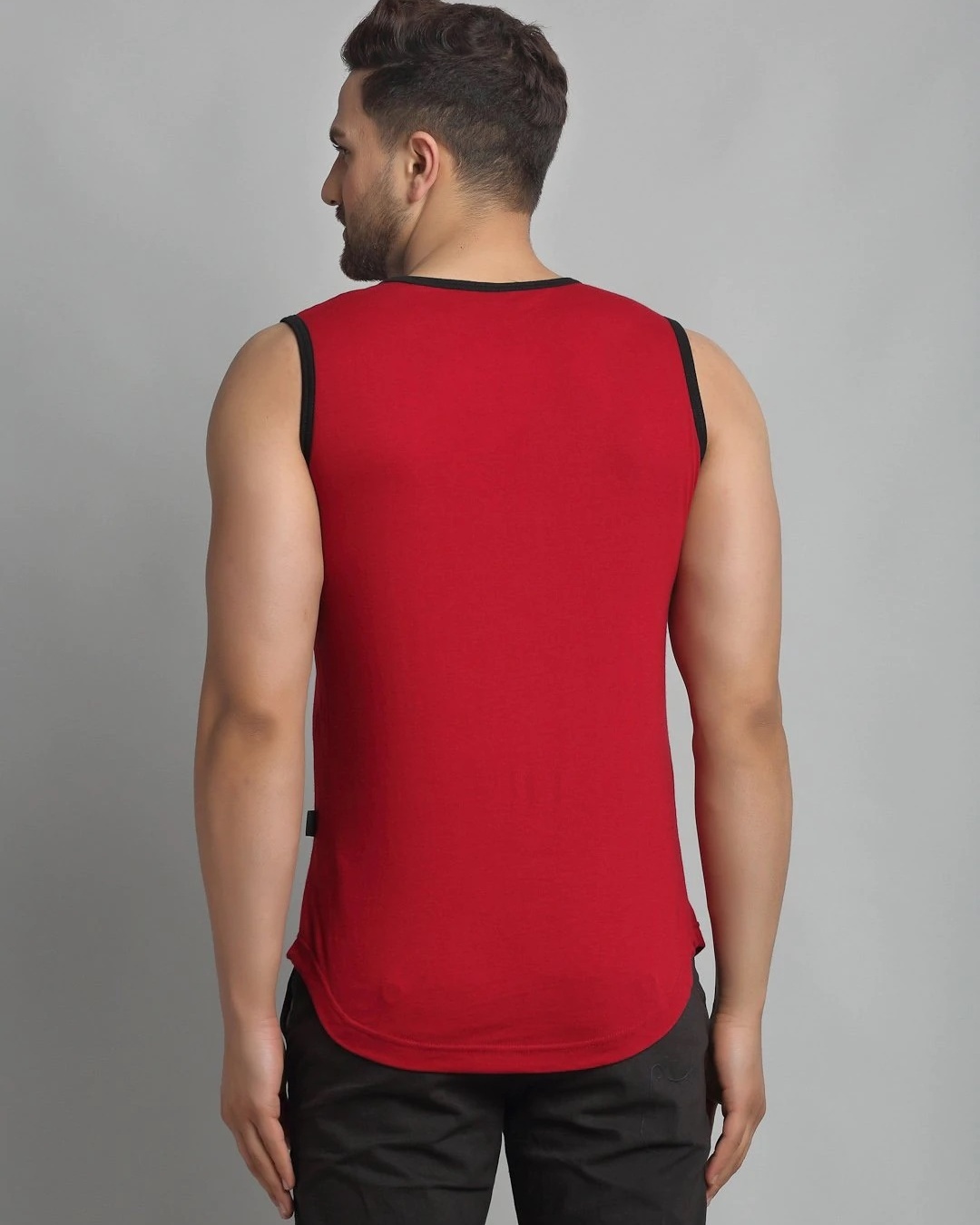 Shop Men's Red Graphic Printed Slim Fit Vest-Back