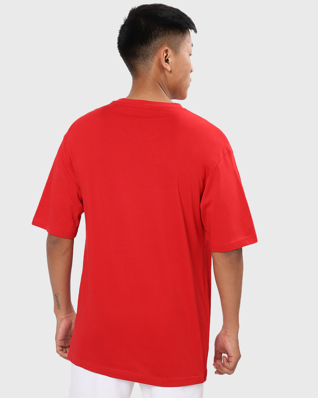 Shop Men's Red Headphone Beats Typography Oversized T-shirt-Back