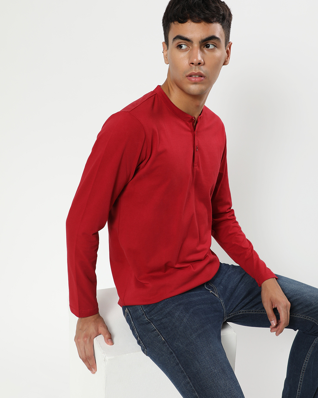 Red Henley T-shirt for Men red 