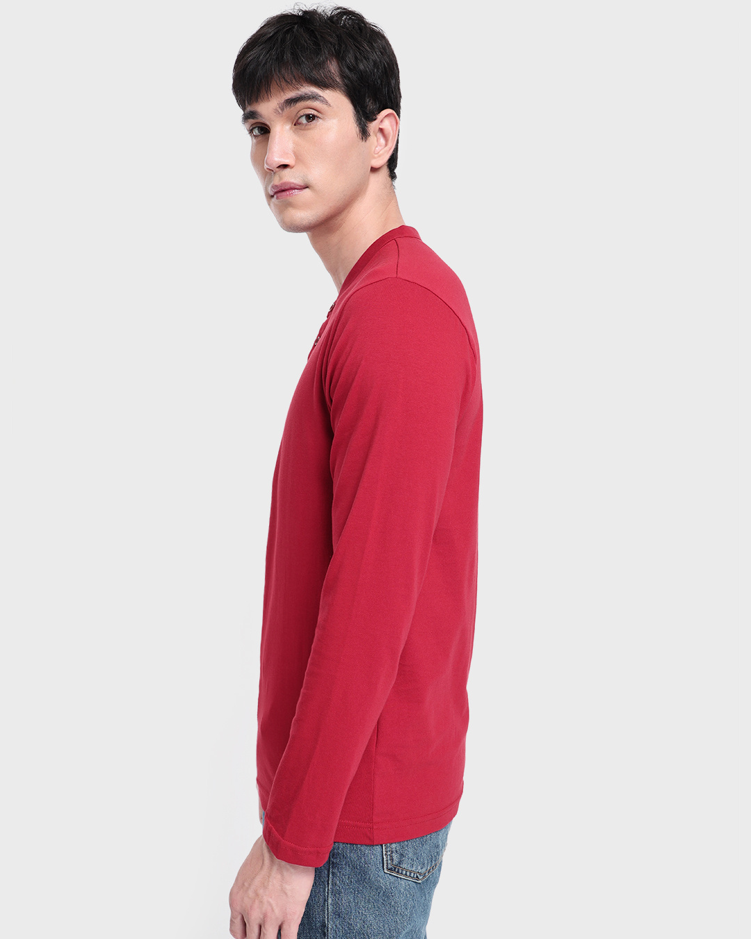 Shop Men's Red Henley T-shirt-Back
