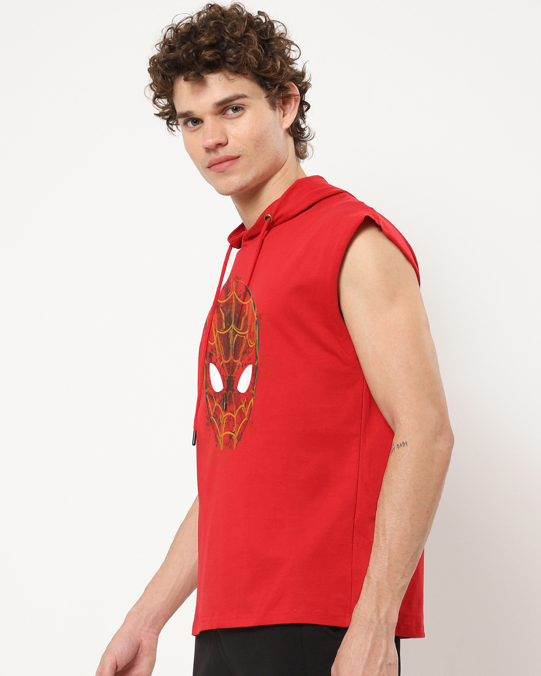 Shop Men's Red Hola Peter Graphic Printed Oversized Hoodie Vest-Back