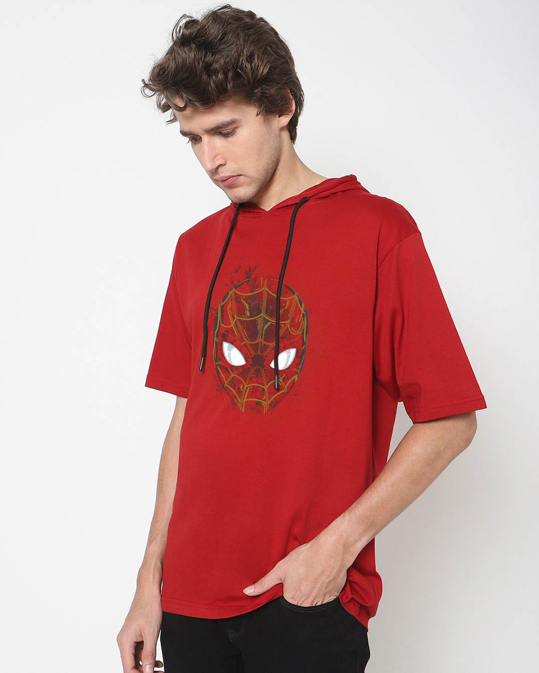 Shop Men's Red Hola Peter Hoodie Graphic Printed Oversized T-shirt-Back