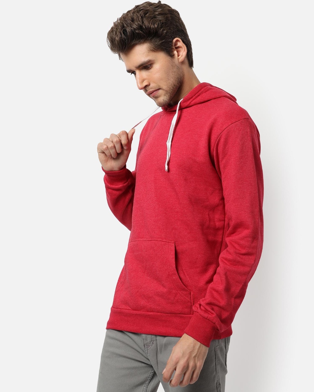 Shop Men's Red Hooded Sweatshirt-Back