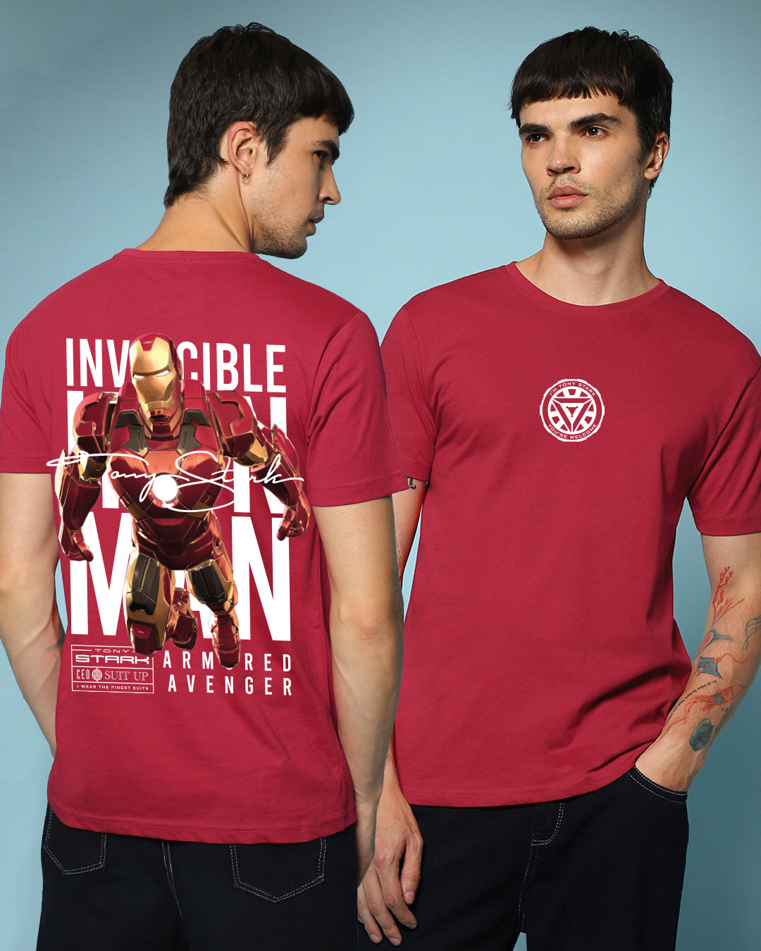 Buy Men's Red Invincible Ironman Graphic Printed T-shirt Online at Bewakoof