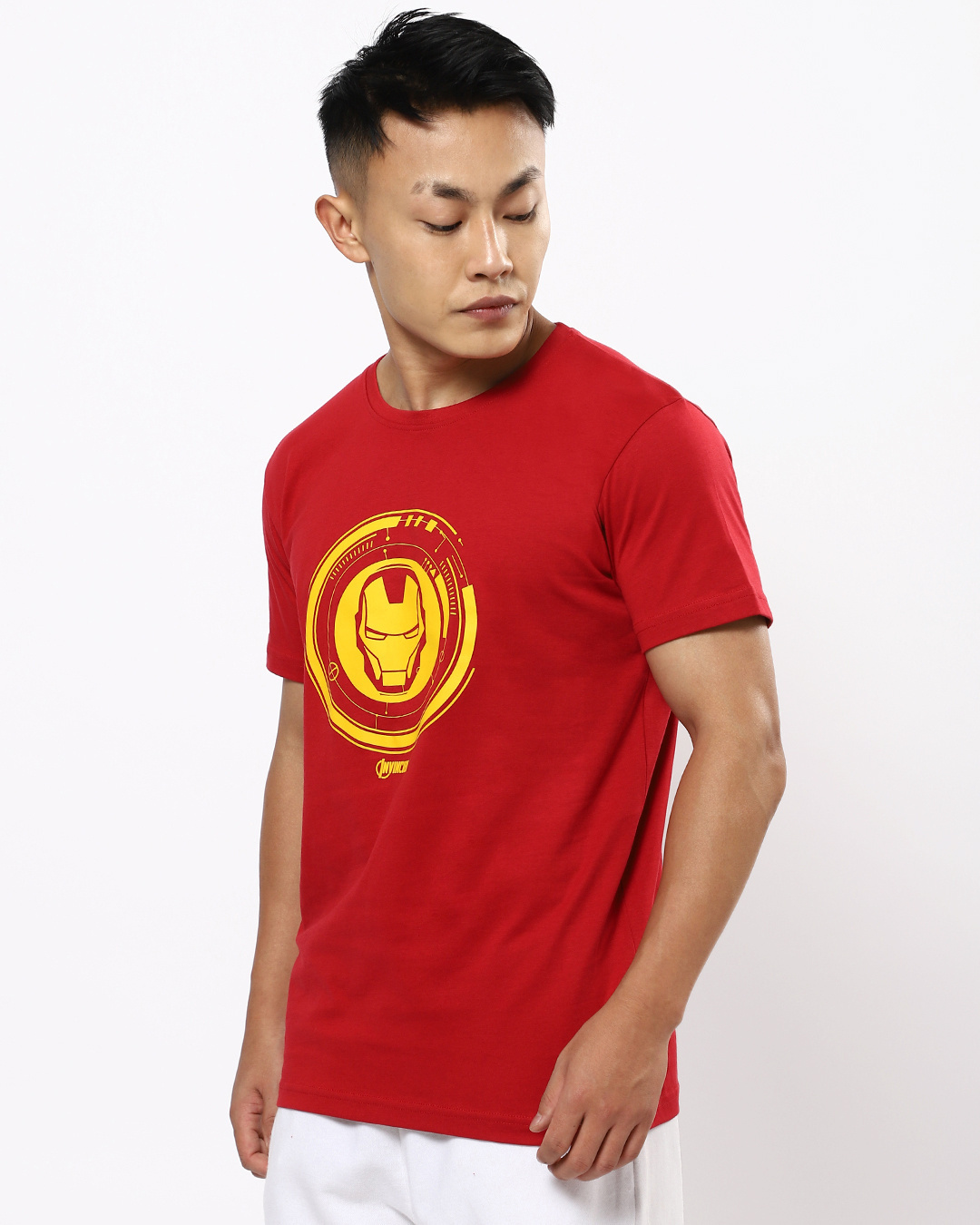 Shop Men's Red Iron Man Mask T-shirt-Back
