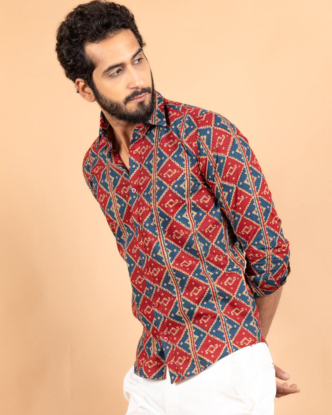 Buy Men's Red Jaipuri Ethnic Motif Printed Shirt Online at Bewakoof